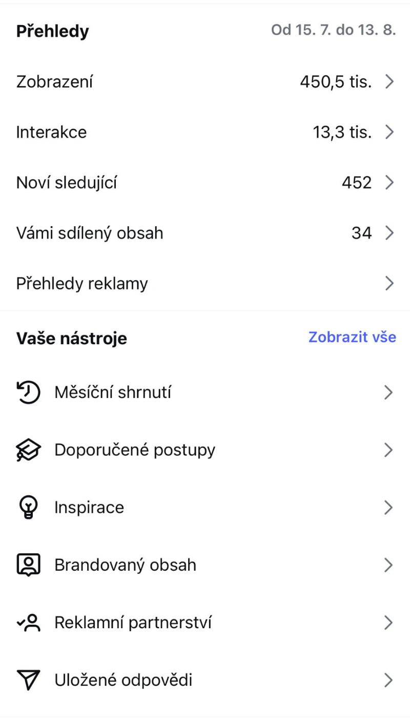Instagram statistiky